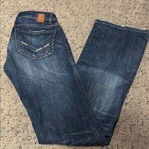 Blue Flare & Wide Leg Jeans with Distressed Details